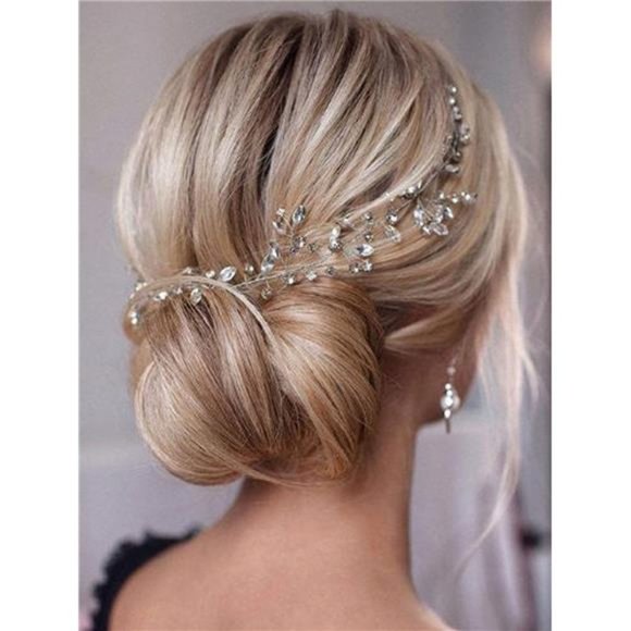 Unicra Bride Rhinestone Hair Vine Bridal Silver Hair Piece Crystal Headband Hair main image 6